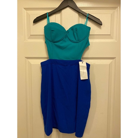 Lush Dresses & Skirts - Blue multi color bustier dress